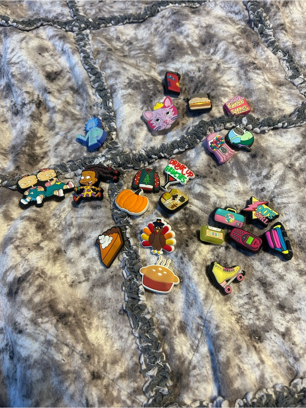Lot Assorted Colorful Novelty Shoe Charms - Food, Retro & Cartoon Icons